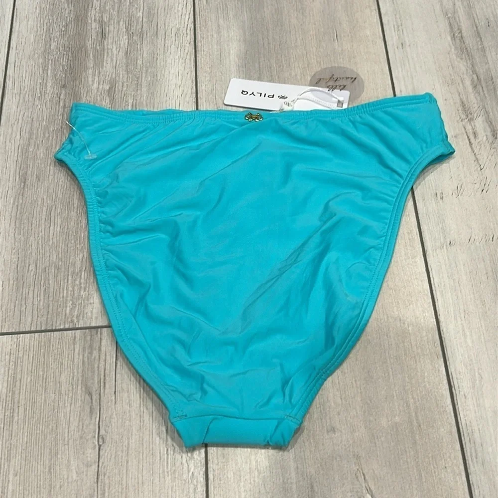 PILYQ Saltwater Hilary high turquoise full back swim bikini bottoms size small